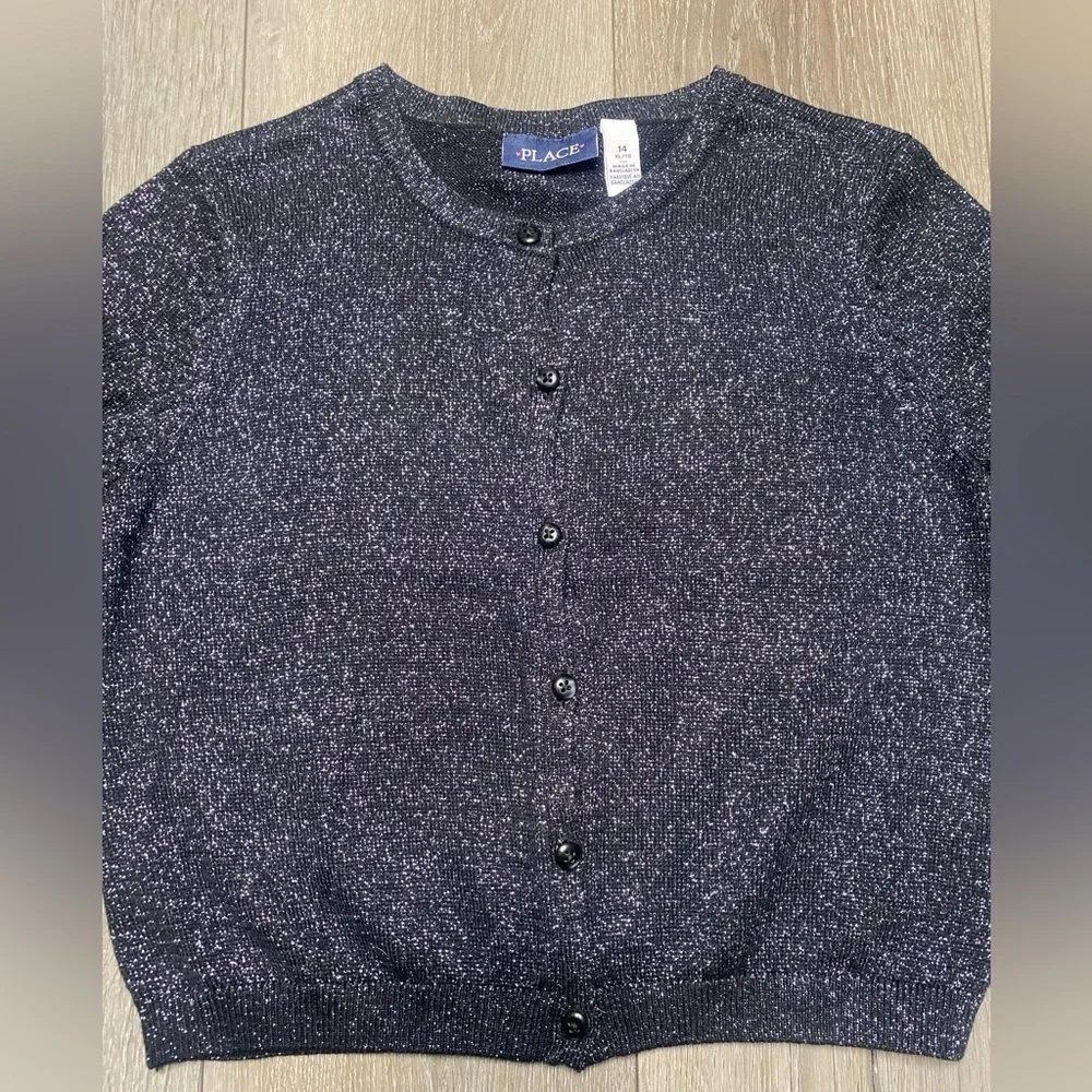 The Children’s Place Sparkly Cardigan Black Size 14